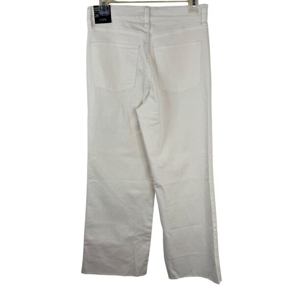 J. Crew Factory NEW Wide Leg Crop Jeans Women's 26 Cream Raw Hem Stretch Denim - Picture 3 of 10